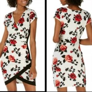 NWT Almost Famous White Dress with Red and Black Floral Pattern
